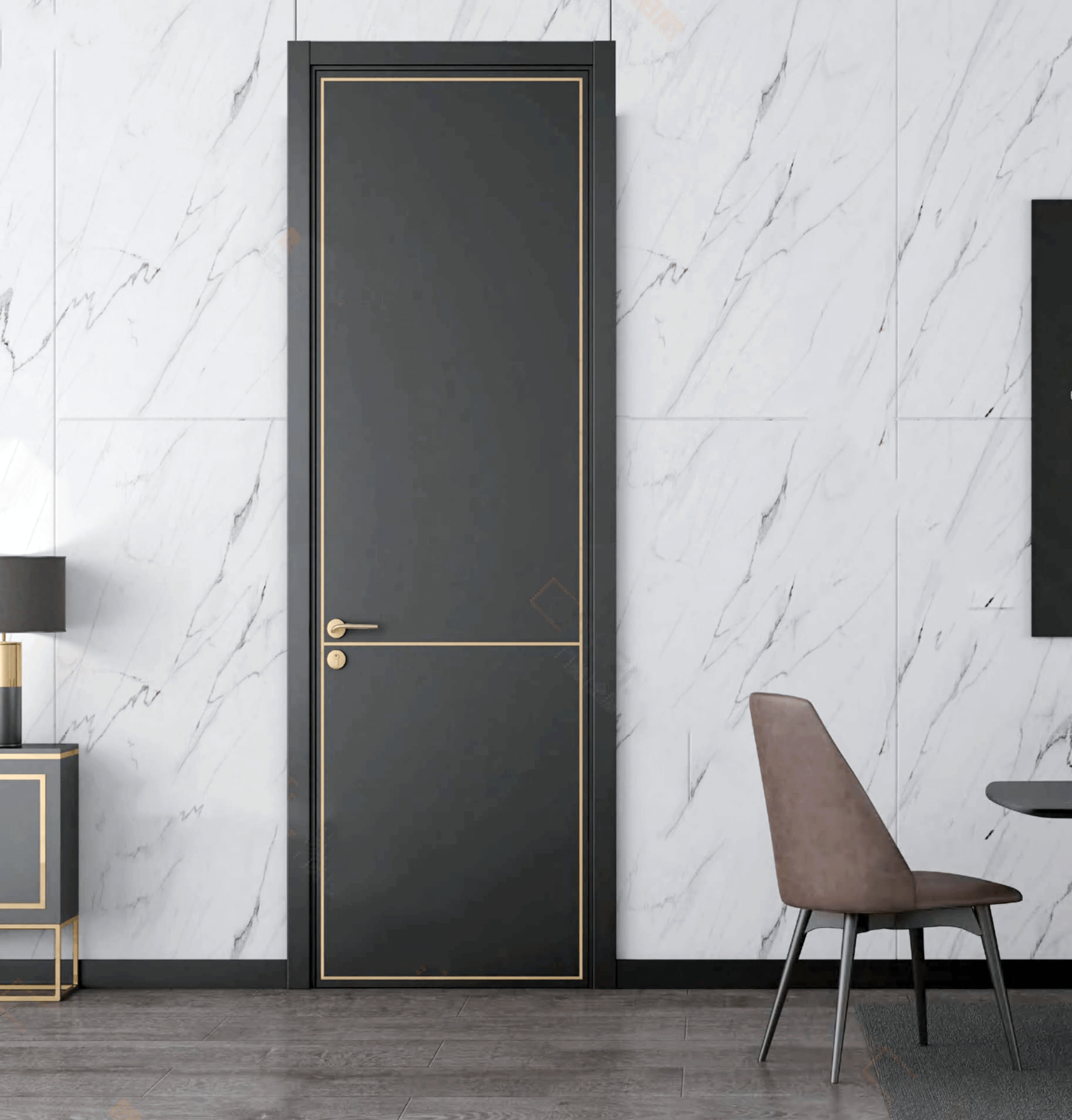 Modern Lacquer Black Interior Door - OPPCLR0015