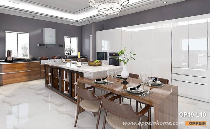 Large White Glamour Lacquer Kitchen OP19-L10