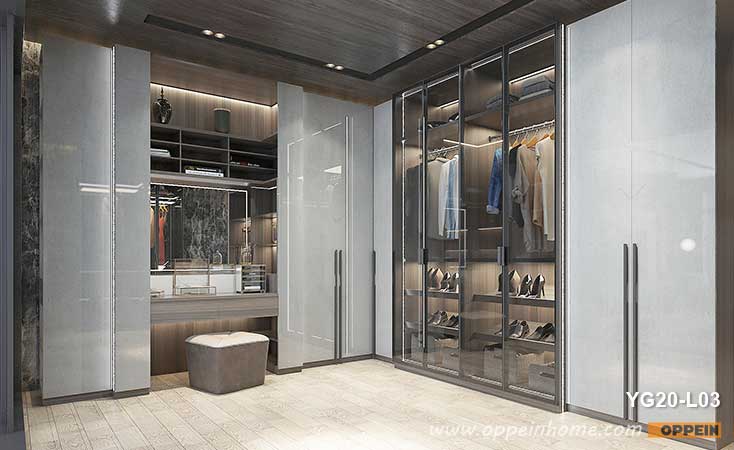 Luxury L-shaped High Gloss Hinged Wardrobe YG20-L03