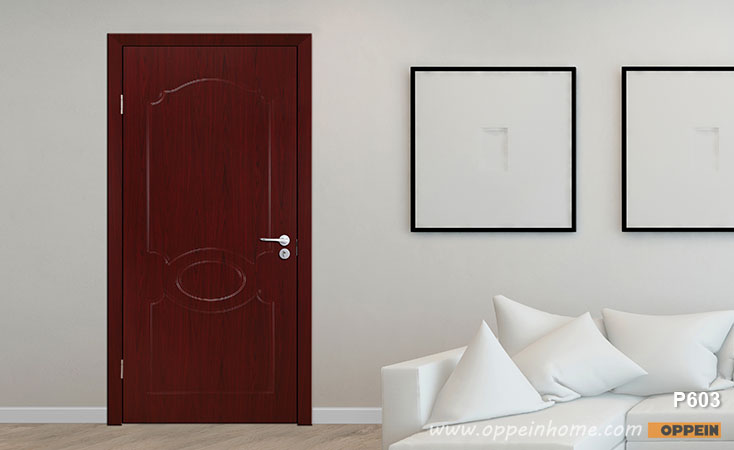 Modern Dark Wood Grain PVC Hinged Door - P603