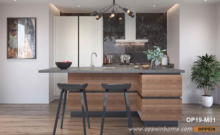 Small Wood Grain Melamine Kitchen OP19-M01